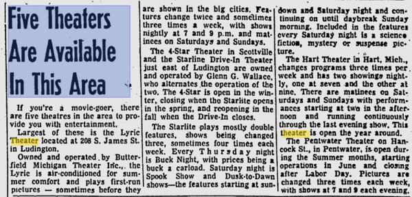 Lyric Cinema - Ludington Daily News June 28 1963